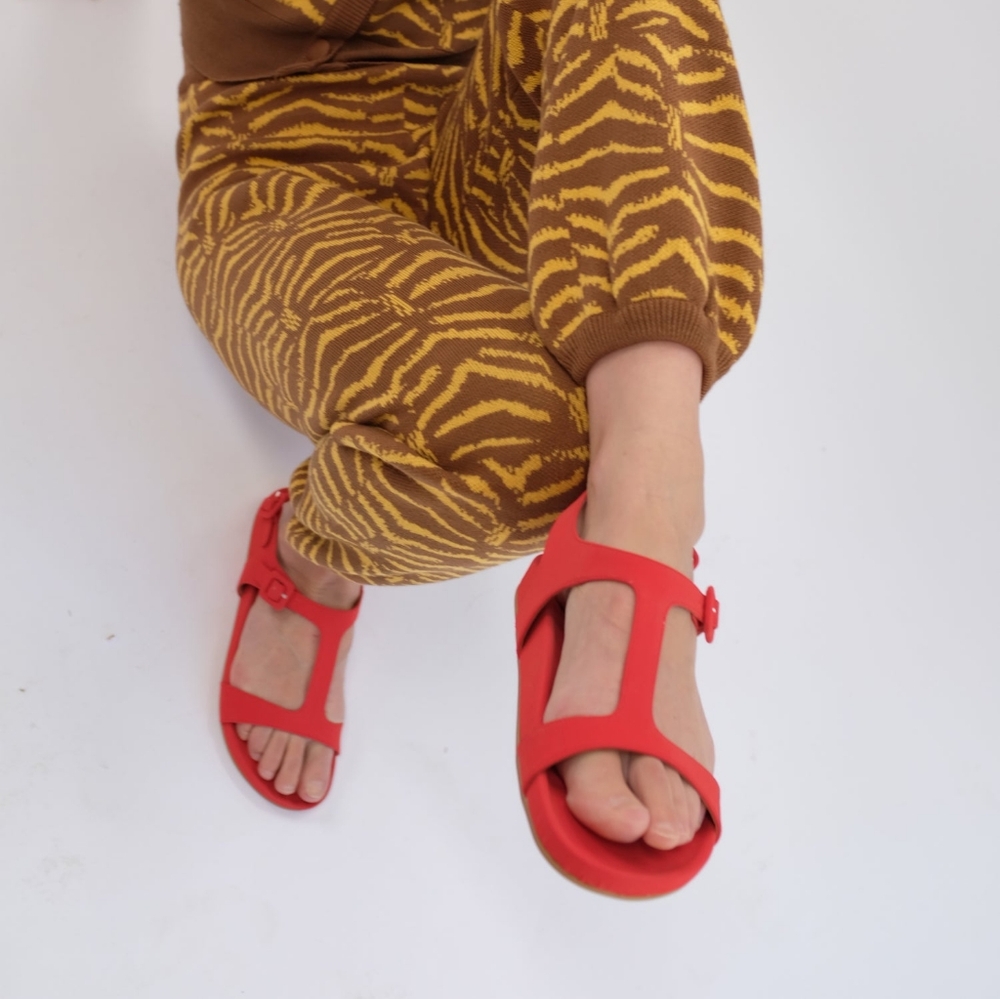Beklina Vegan Travel Sandals in Cherry